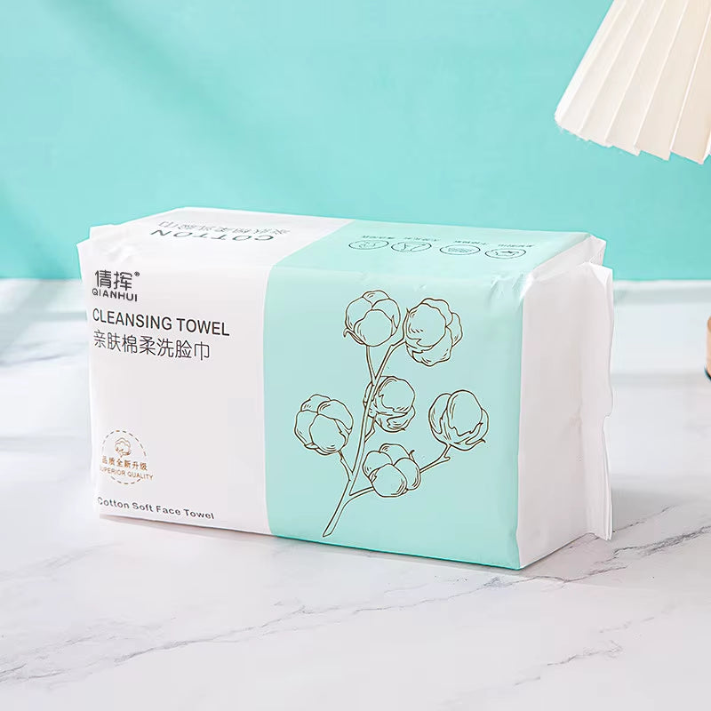 100PCS Natural Disposable Face Towel Travel Facial Cleansing Wet and Dry Makeup Remover Pearl Cotton Soft Makeup Nonwoven Towel