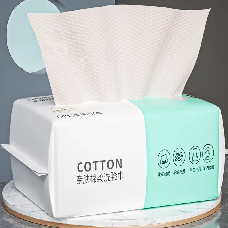 100PCS Natural Disposable Face Towel Travel Facial Cleansing Wet and Dry Makeup Remover Pearl Cotton Soft Makeup Nonwoven Towel