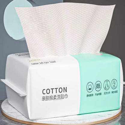 100PCS Natural Disposable Face Towel Travel Facial Cleansing Wet and Dry Makeup Remover Pearl Cotton Soft Makeup Nonwoven Towel