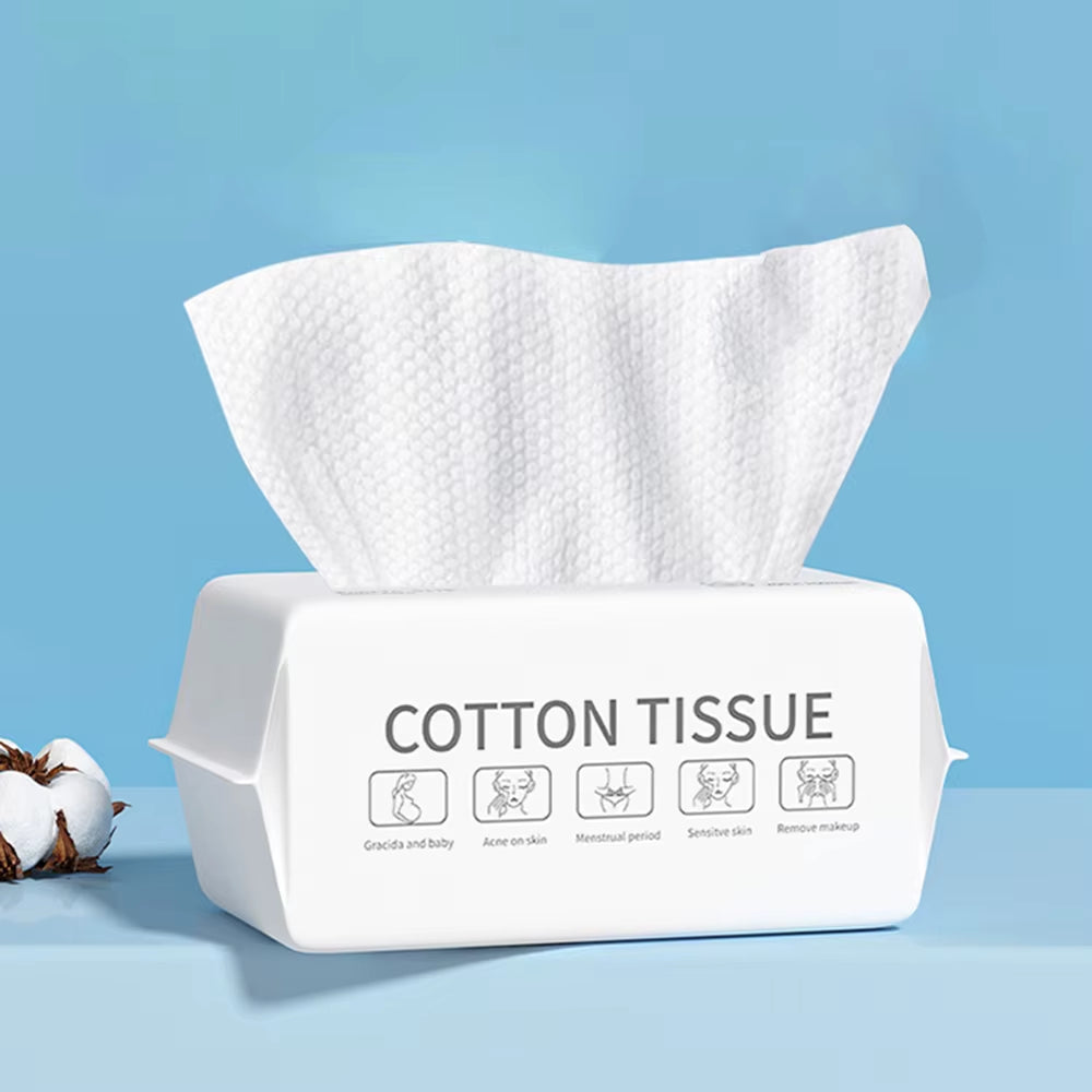 100PCS Natural Disposable Face Towel Travel Facial Cleansing Wet and Dry Makeup Remover Pearl Cotton Soft Makeup Nonwoven Towel
