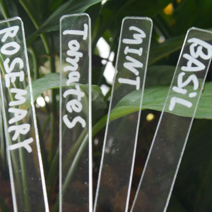 1Set Transparent Eco-Friendly Acrylic Herb Signs Plant Label Eco-Friendly Acrylic Plant Tag T-Type Markers Gardening