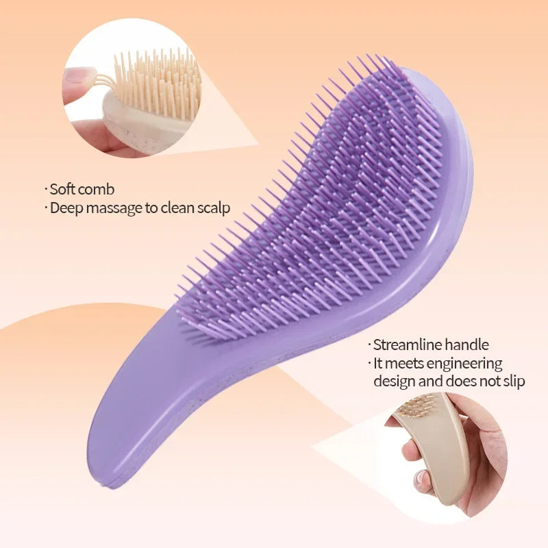 Brosse À Cheveux Démêlante Magique, 1 Pièce, Paille De Blé Douce, Peigne De Massage Du Cuir Chevelu, Antistatique, Brosse De