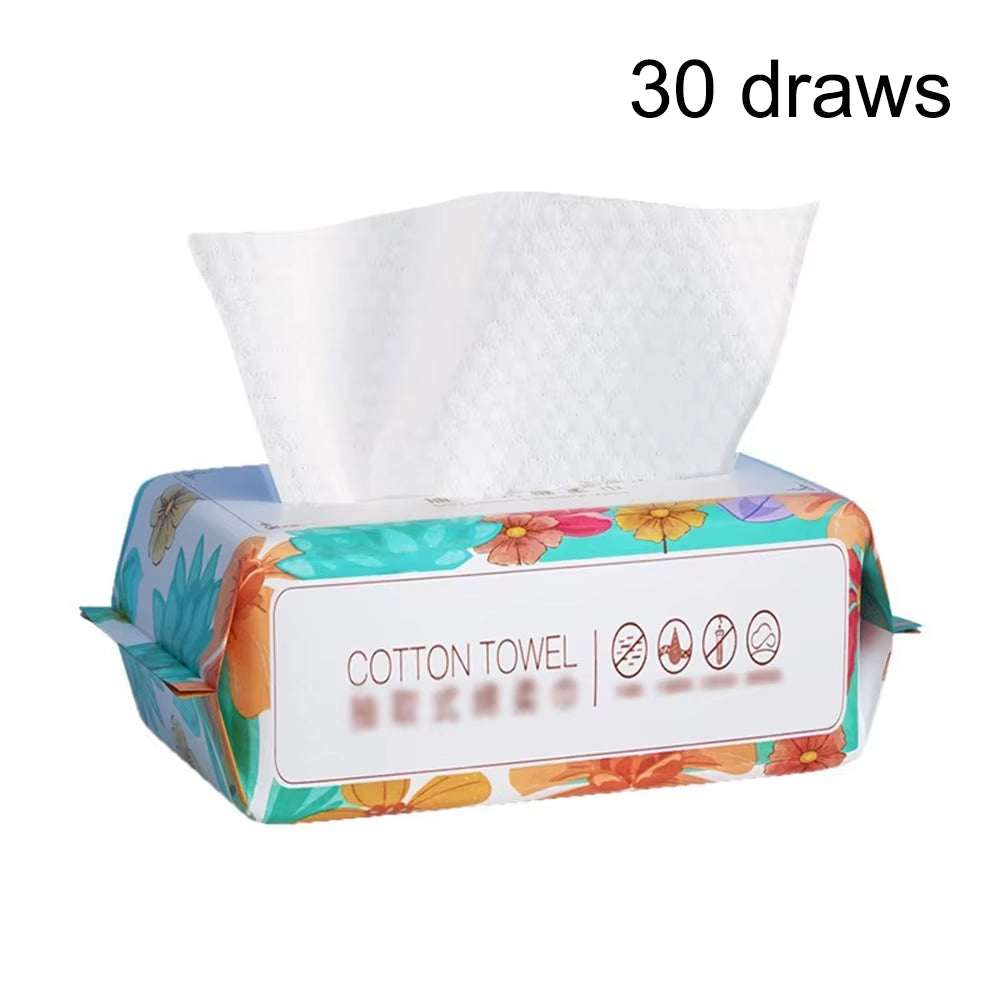 100PCS Natural Disposable Face Towel Travel Facial Cleansing Wet and Dry Makeup Remover Pearl Cotton Soft Makeup Nonwoven Towel