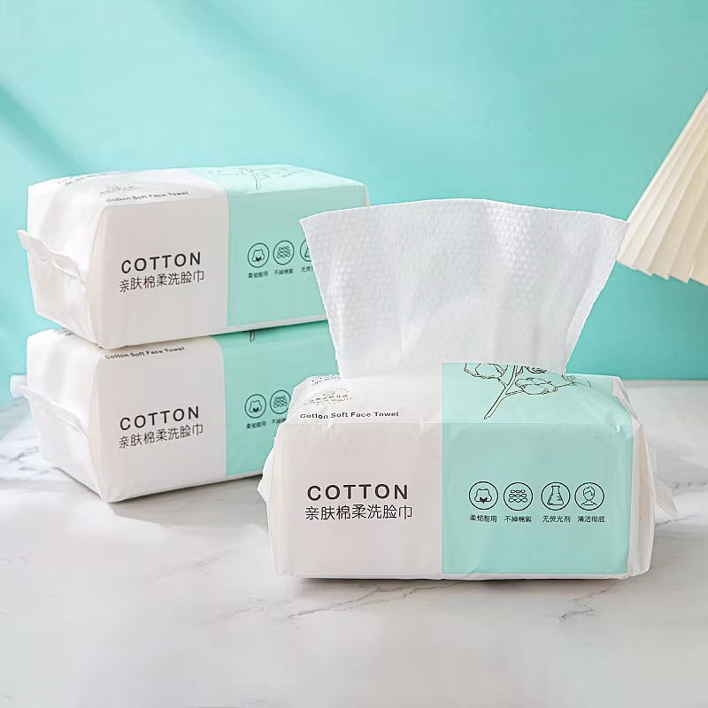 100PCS Natural Disposable Face Towel Travel Facial Cleansing Wet and Dry Makeup Remover Pearl Cotton Soft Makeup Nonwoven Towel